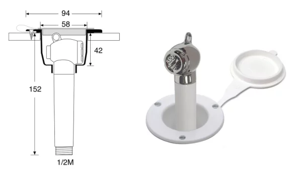 Hortumlu Gömme Duş Beyaz Barka-dr1513
