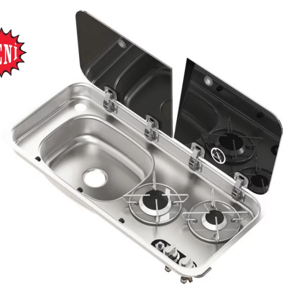 NAVY LOAD ÇİFT Cam Kapakli İKİ Ocakli Ve Sağ EVYE