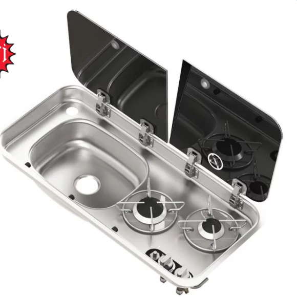 NAVY LOAD ÇİFT Cam Kapakli İKİ Ocakli Ve Sol EVYE