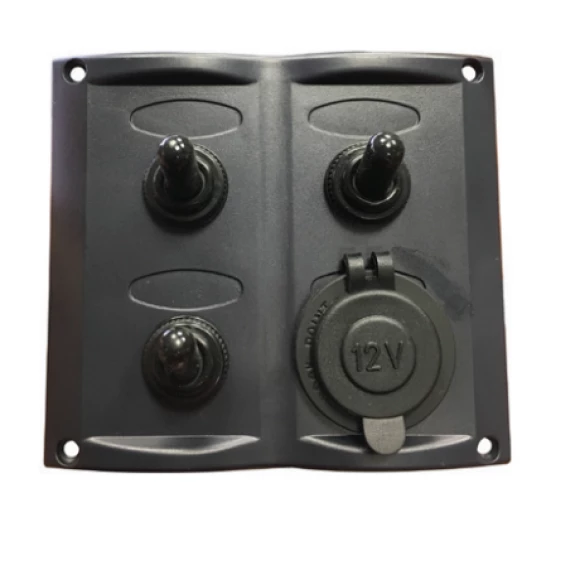 3lü Switch Panel Çakmak Soketli 95x105 Mm İzoleli Ve Su Geçirmez