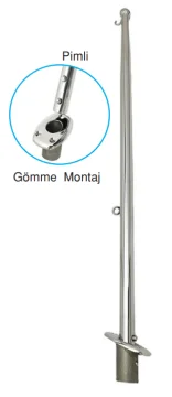 Bayrak Di̇reği̇ Krom Pi̇mli̇ 60 Cm Gömme Montaj - 1