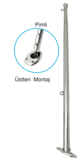 Bayrak Di̇reği̇ Krom Pi̇mli̇ 60 Cm Üstten Montaj