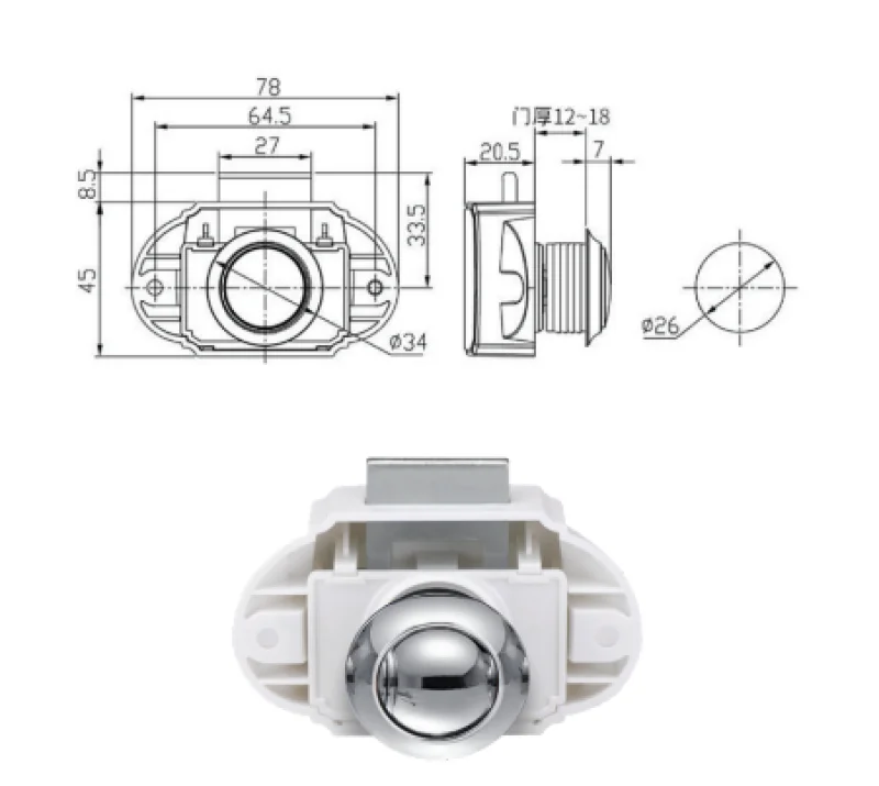 Dolap Kulbu Basmali Büyük Çap:26 MM