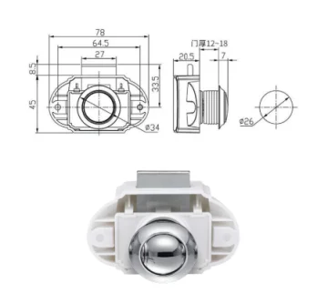 Dolap Kulbu Basmali Büyük Çap:26 MM - 1
