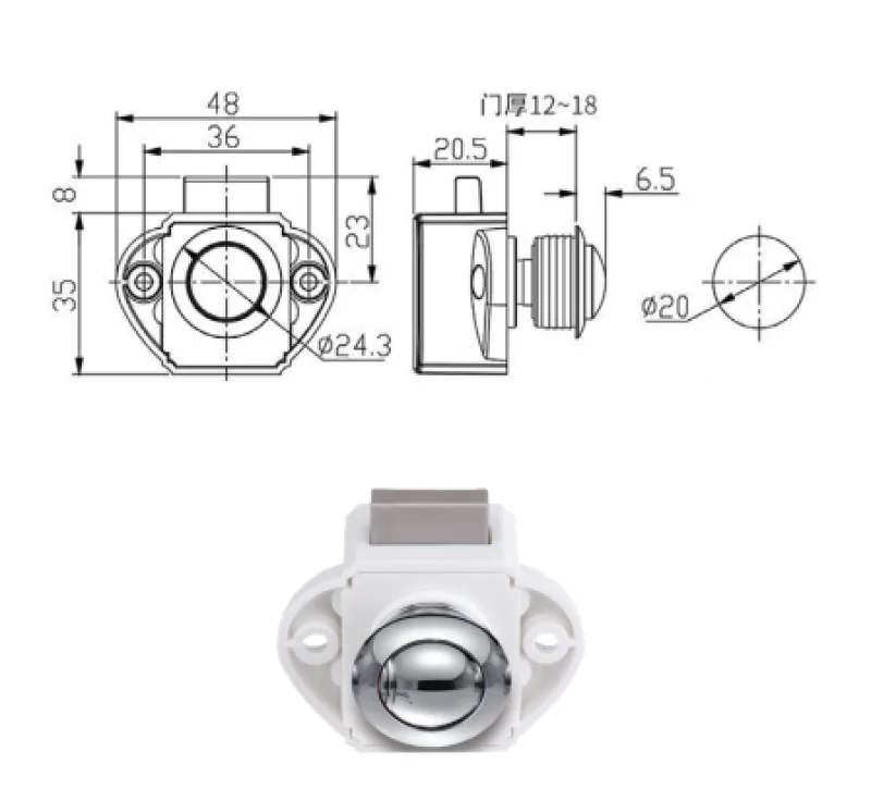 Dolap Kulbu Basmali Küçük Çap:20 MM