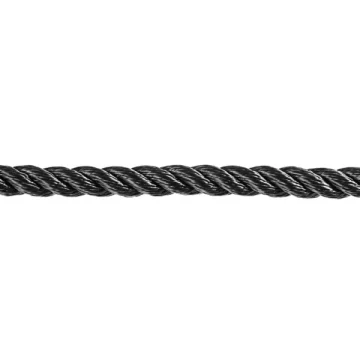 3-strand, braided polyester rope. Can be used as a mooring and anchor line. Sinks. Black. - 1