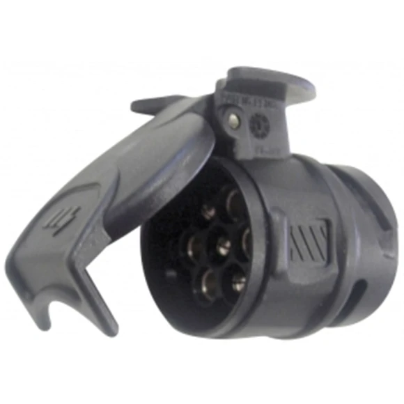 Adaptör. 7 soketli römork fişini, 13 soketli araç prizine takabilmek için.