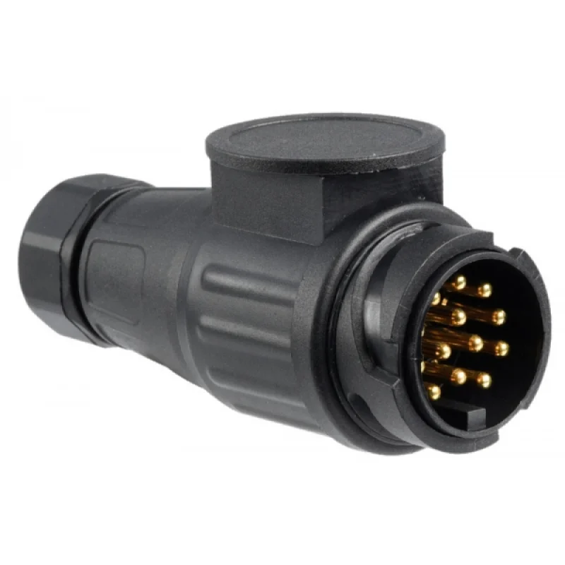Römork için fiş. Siyah ABS. 13 soketli. 12V.
