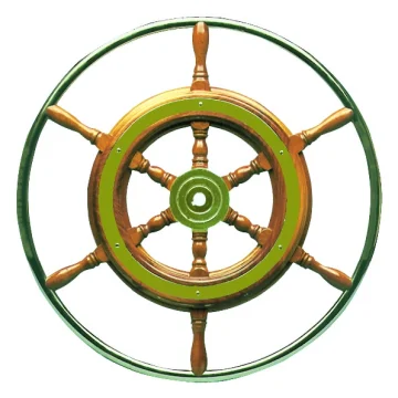 Ahşap dümen, paslanmaz çelik tutamaklı. - 1