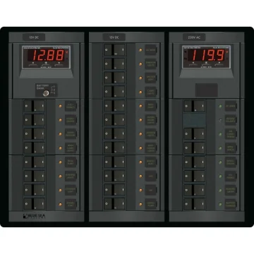 Blue Sea Systems 360 Sigorta paneli. 6 AC, 19 DC pozisyonlu. 12V DC/230V AC. 346x273mm. - 1