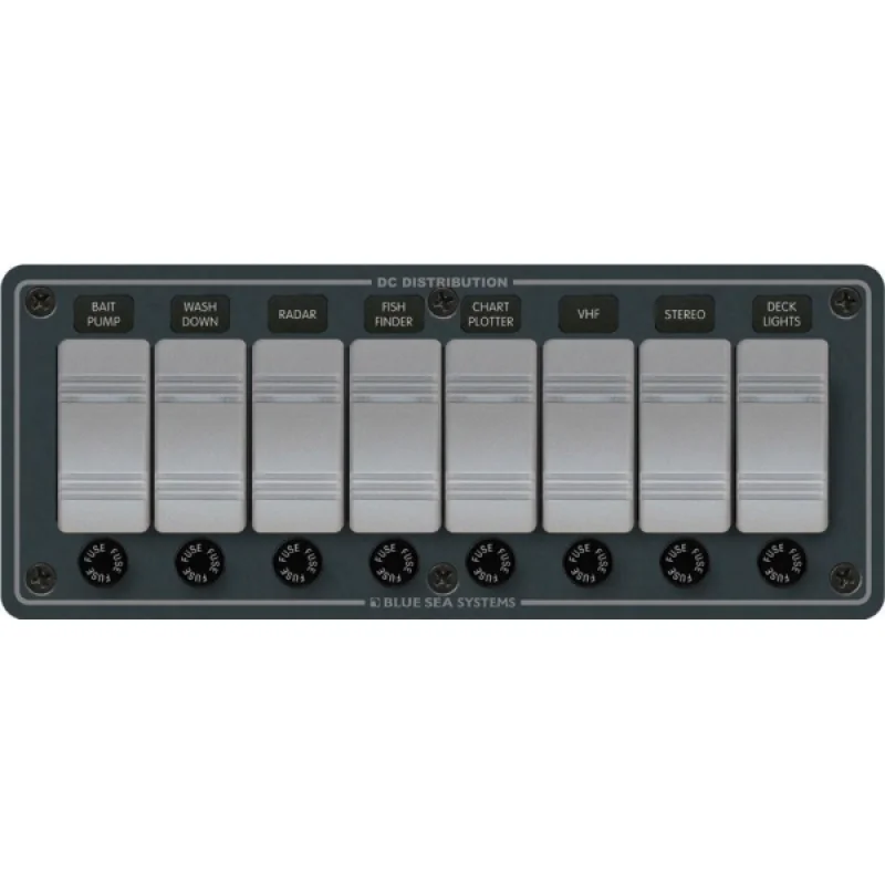 Blue Sea Systems Su geçirmez sigorta paneli. Flybridge ve açık kokpitler için dizayn edilmiştir.