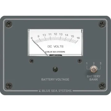 D.C. Analog voltmetre. Birden fazla akü için 3 pozisyonlu switch´e sahiptir. 95x133mm. - 1