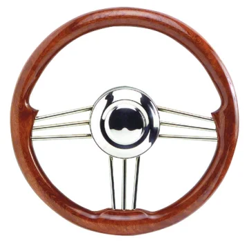 Direksiyon simidi. Kolları paslanmaz çelik, tutamak maundur. - 1