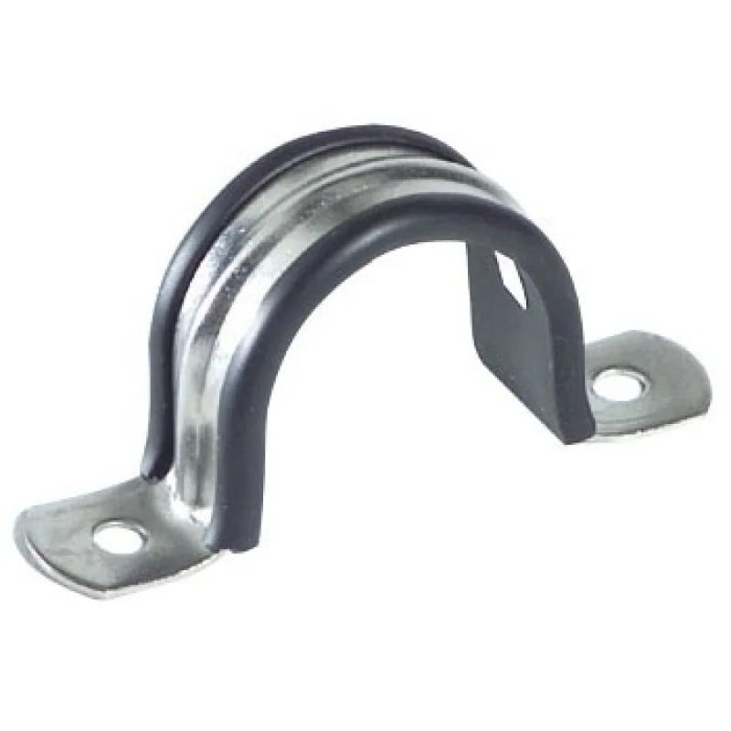 Hortum/kablo sabitleme köprüsü. AISI 316 paslanmaz çelik, kauçuk kılıflı.