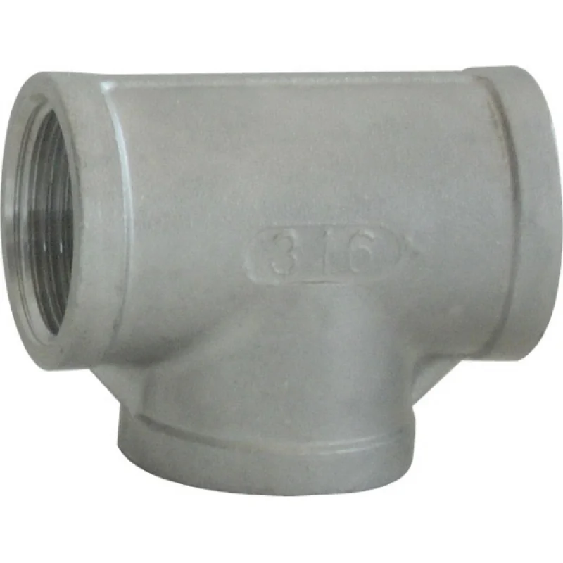 Dişli Tee. Dişi-Dişi. AISI 316 Paslanmaz çelik.
