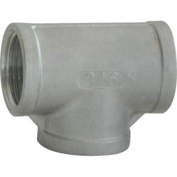Dişli Tee. Dişi-Dişi. AISI 316 Paslanmaz çelik.