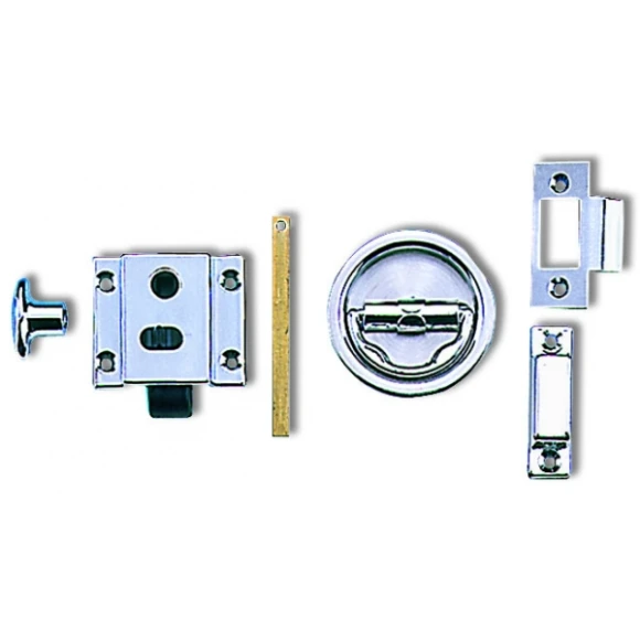 Kapı kilidi, kromaj ve paslanmaz çelik malzemelerden üretilmiştir. 54x44 mm.