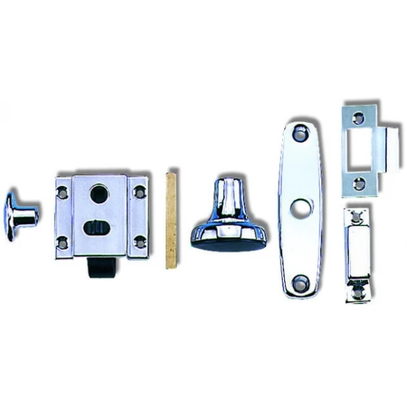 Kapı kilidi, kromaj ve paslanmaz çelik malzemelerden üretilmiştir. 54x44 mm.