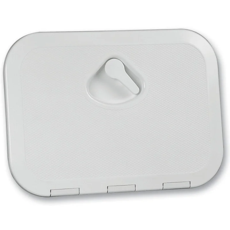 Plastik kapak. Beyaz.180° açılabilir. Vida delikleri kapak altındadır, kapalı iken görülmez.