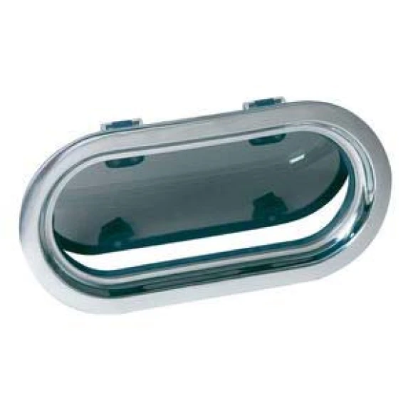 Vetus lomboz, tip PMS23. Çerçeve paslanmaz çelik, camı 10mm duman rengi akriliktir. Paslanmaz çelik sineklik standarttır.