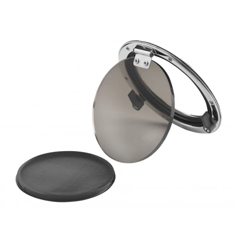 Vetus lomboz, tip PQ. Çerçeve paslanmaz çelik, camı 8 mm duman rengi akriliktir.