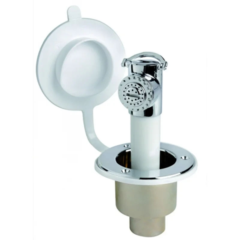 Duş ve yuva. 2.5 metre hortumlu, beyaz plastik gövde, krom başlık.