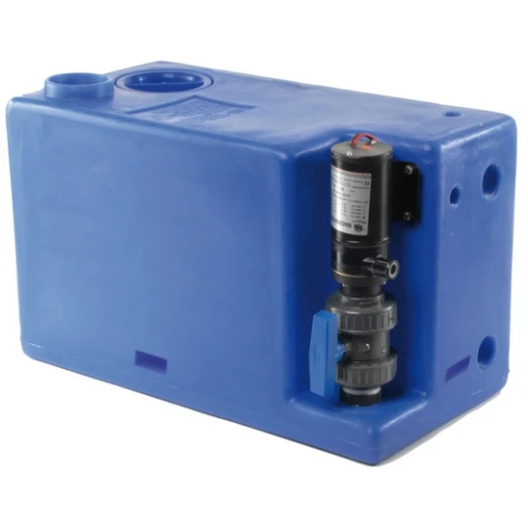 Pis su tankı, maceratorlü. Plastik, koku geçirmez tank ile elektrikli macerator kombine edilmiştir.