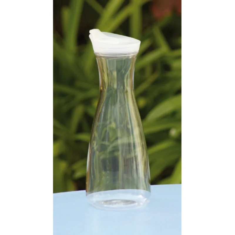 Topoplastic Sürahi, 1Litre. Şeffaf akrilik. Sızdırmaz kapaklı. Yükseklik 26 cm.