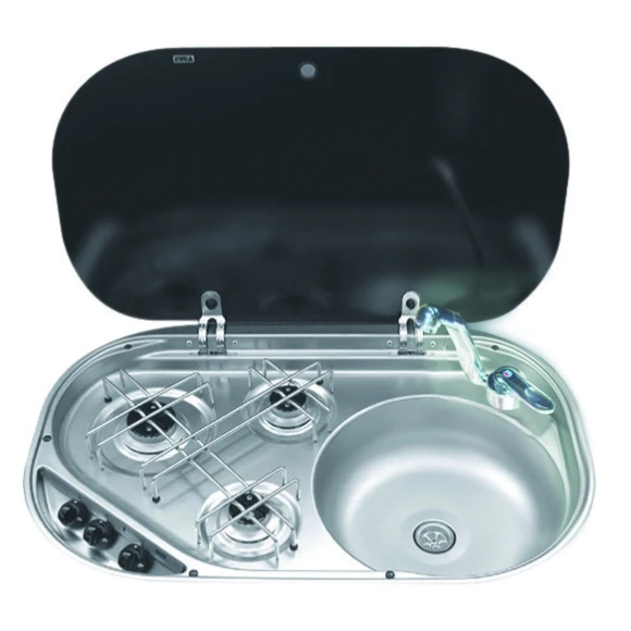 Smev 8323 serisi eviyeli, üç gözlü gazlı ocak.