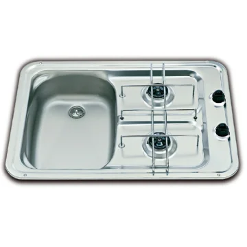 Smev 917 serisi eviyeli, çift gözlü gazlı ocak. Paslanmaz çelik. - 1