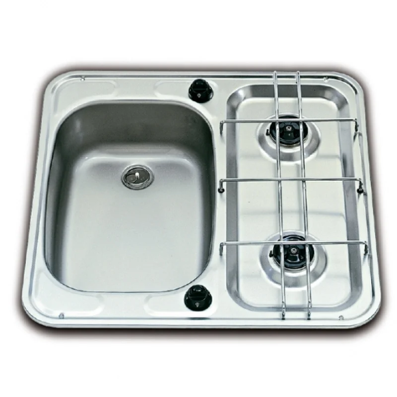 Smev 927 serisi eviyeli, çift gözlü, gazlı ocak. Paslanmaz çelik.