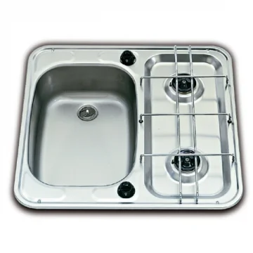 Smev 927 serisi eviyeli, çift gözlü, gazlı ocak. Paslanmaz çelik. - 1