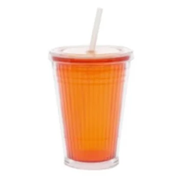 GIMEX Gimex büyük bardak, pipetli turuncu - 1