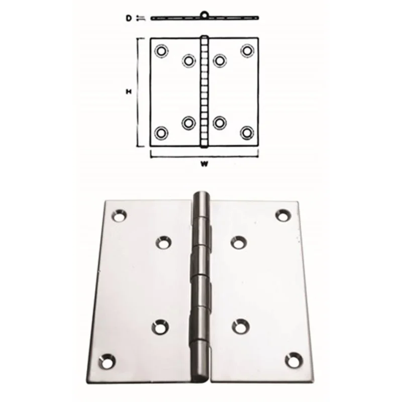 QUATTRO MARINE Menteşe Paslanmaz Çelik 100x100x2 mm