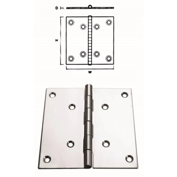 QUATTRO MARINE Menteşe Paslanmaz Çelik 100x100x2 mm