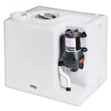 Tatlı su tank sistemi. Polietilen su tankı ve 12.8 litre/dakika kapasiteli otomatik, 12V hidrofor kombine edilmiştir. - 1