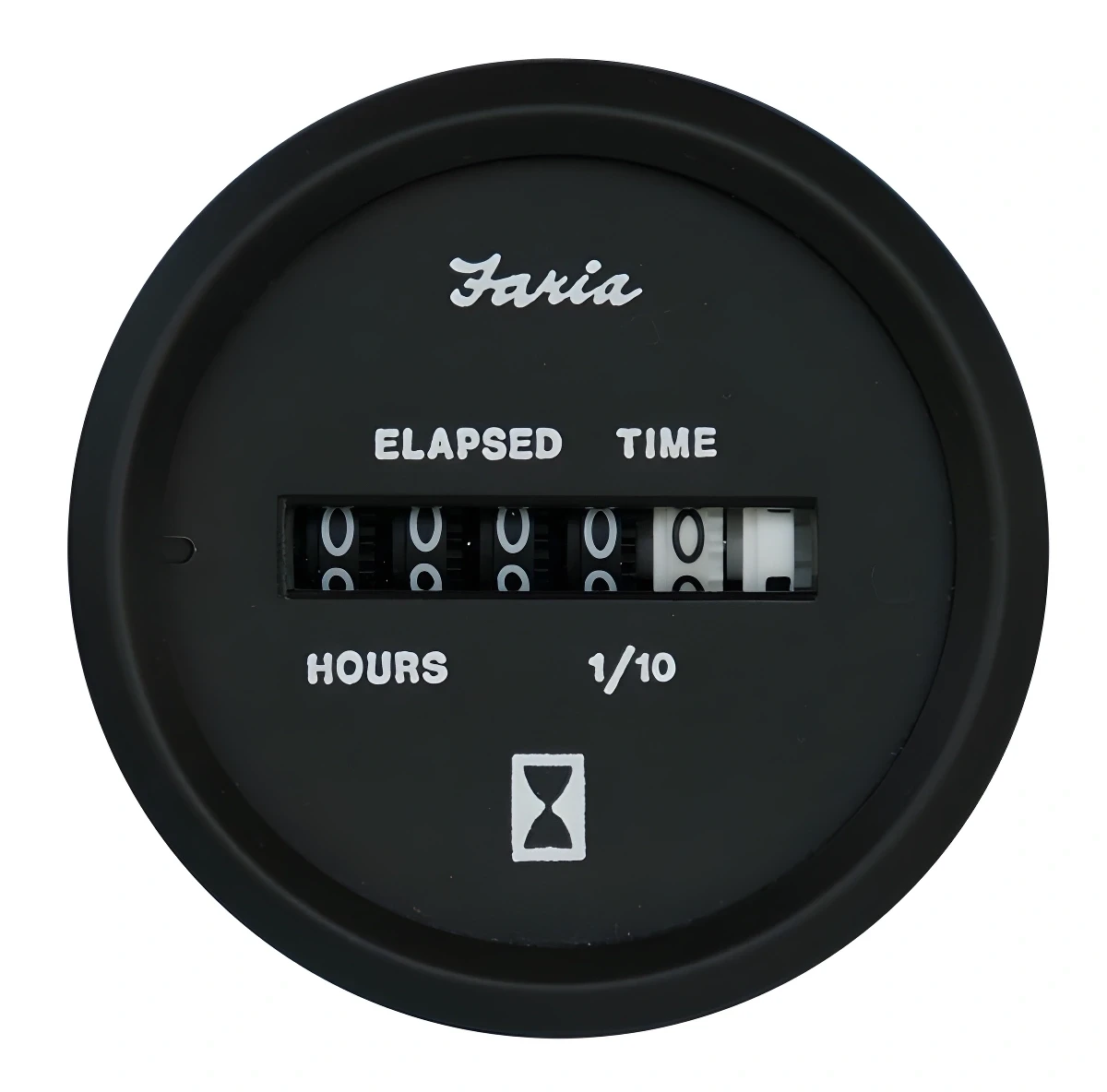 Faria motor çalışma saati göstergesi. 0-10000 saat. Ø52mm, 12/24V.