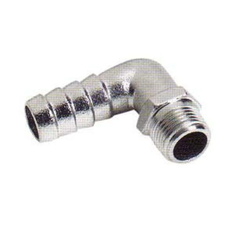 Hortum adaptörü, 90° dişi. AISI 316 paslanmaz çelik.