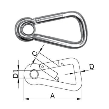 KWING  METAL GENİŞ AÇILI KARABİNA, GÖZLÜ 8X80MM - 1