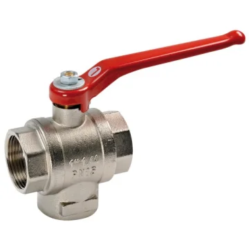 Ball valve, 3-way. Chrome over yellow. "L" flow. - 1