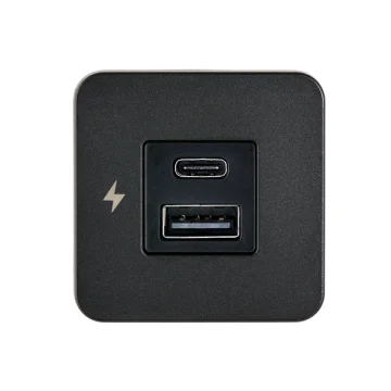 SCANSTRUT TILE-USB-A/USB-C ŞARJ SOKETİ, SİYAH ÇERÇEVE - 1