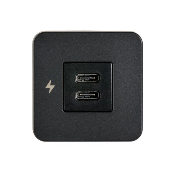 SCANSTRUT TILE-USB-C/USB-C ŞARJ SOKETİ, SİYAH ÇERÇEVE