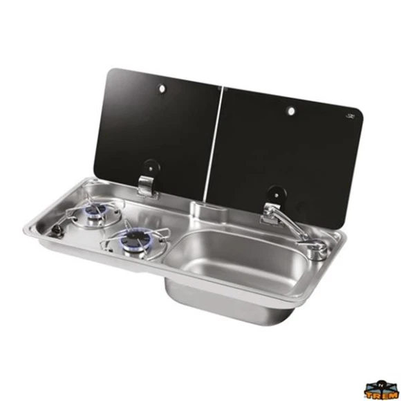 TREM CAN FL1765 İki Kapaklı Evyeli Gömme Çiftli Ocak