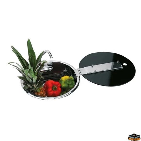 TREM CAN LR1751 Musluklu Kapaklı Yuvarlak Evye