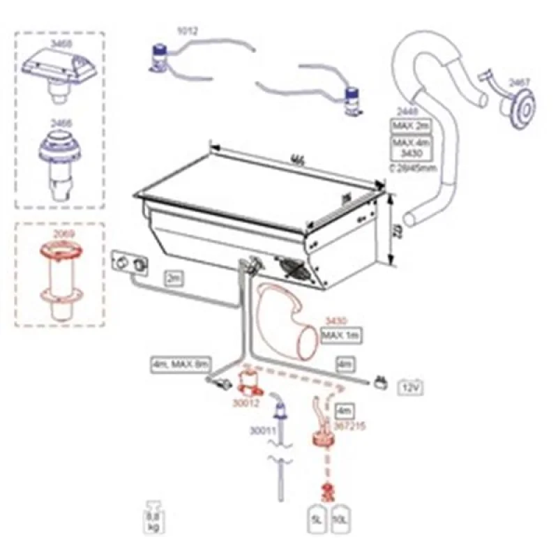 WALLAS 3430, ventilation pipe for model 88 DU