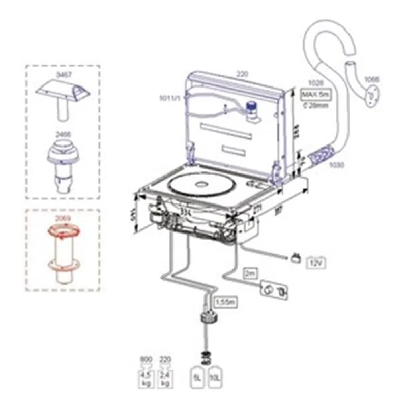 WALLAS 1066, exhaust outlet for model 800