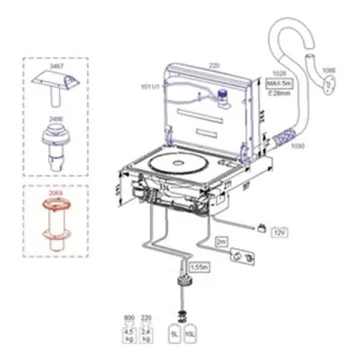 WALLAS 1066, exhaust outlet for model 800 - 1