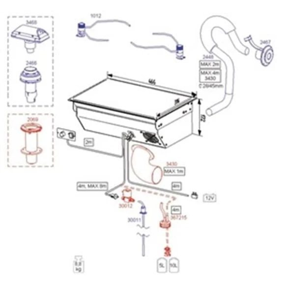 WALLAS Wallas 30011, 88 DU modeli için tank bağlantı borusu