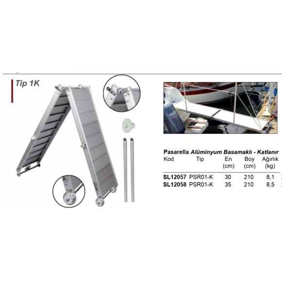Alüminyum Basamaklı Katlanır Pasarella
