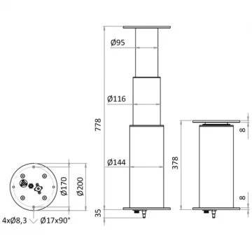 Dudge 77 yuvarlak elektrikli alüminyum masa ayağı - 3